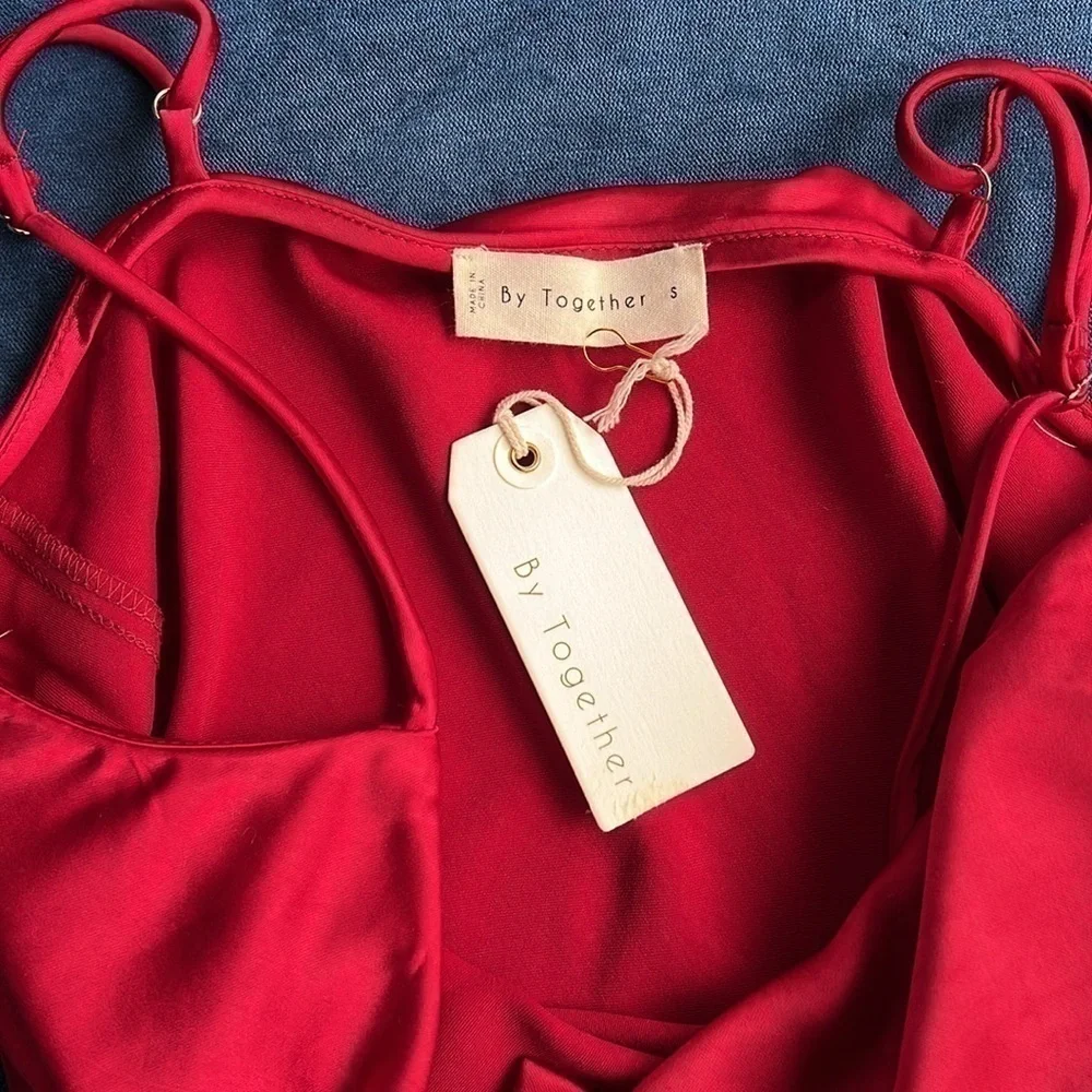 NWT draped cami holiday cherry Red base layer winter‎ glam small